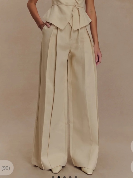 Meshki Pants & Jumpsuits Meshki Raya Mid Rise Wide Leg Linen Pant — free download
